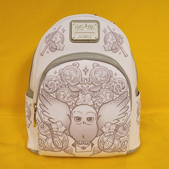 Loungefly Harry Potter Hedwig Owl Ornamental White Grey Embossed Mini Backpack - Picture 10 of 10